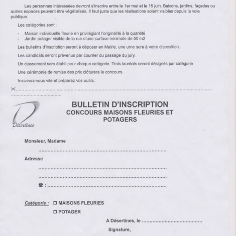 CONCOURS MAISONS FLEURIES ET POTAGER DESERTINES