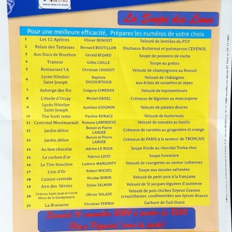 1 200 litres de soupes des chefs en vente par le Lions Club Montluon Concordia pour la bonne cause ce samedi 16 novembre ds 8h30 place Piquand