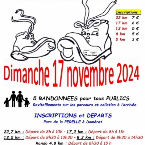 5 parcours de 5  22kms au programme de la 9me Randomrat qui a lieu dimanche 17 novembre au dpart du parc de la Prelle