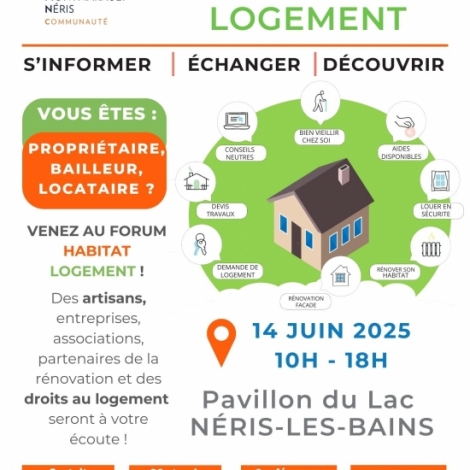 Commentry-Montmarault-Nris et Soliha organisent ce samedi 14 juin le Forum Habitat Logement au Pavillon du Lac de Nris