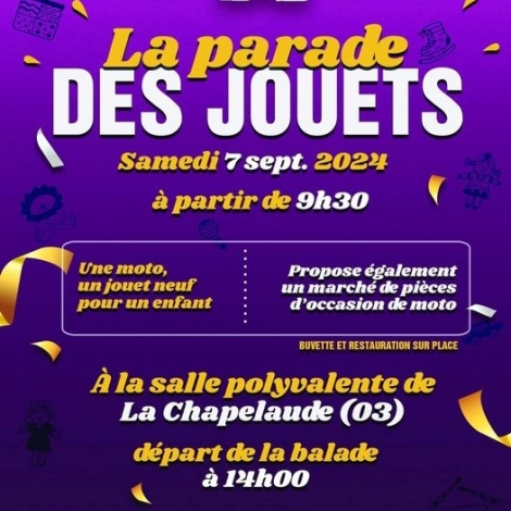 L'Association Une Moto Un Jouet organise samedi la Parade des jouets  La Chapelaude
