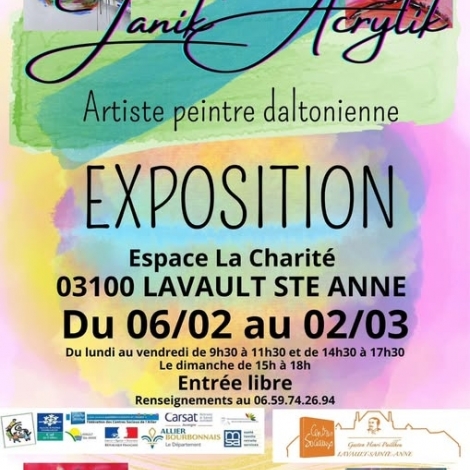 La nouvele exposition de Janik'Acrylik est  voir ds ce jeudi 6 fvrier  la Charit de Lavault-Ste-Anne