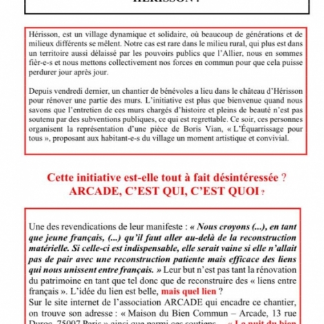 La prsence d'une association inquite des habitants  Hrisson