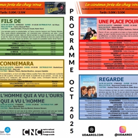 Le programme de l'UDAAR 03 pour le mois d'octobre