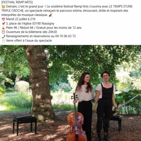 Le temps d'une triple croche  la Maison Nourissier de Nassigny ce mardi 22 juillet pour le dbut du Festival Remp'Arts