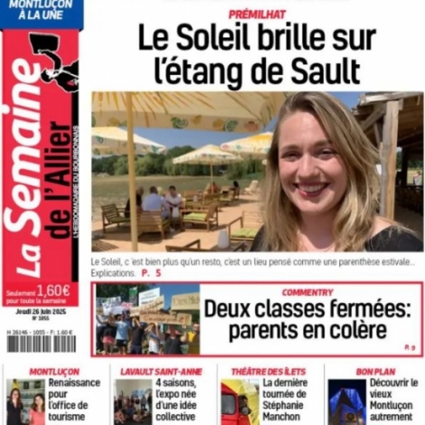 Les paris russis de Montluon Tourisme du So'leil de Sault  la Une de la Semaine de l'Allier de ce jeudi 26 juin