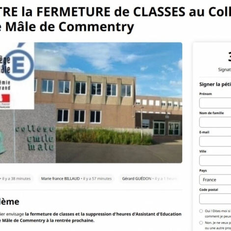 Mobilisation de parents d'lves d'Emile Mle  Commentry contre des fermetures de classes